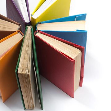 Books fanned out in a circle